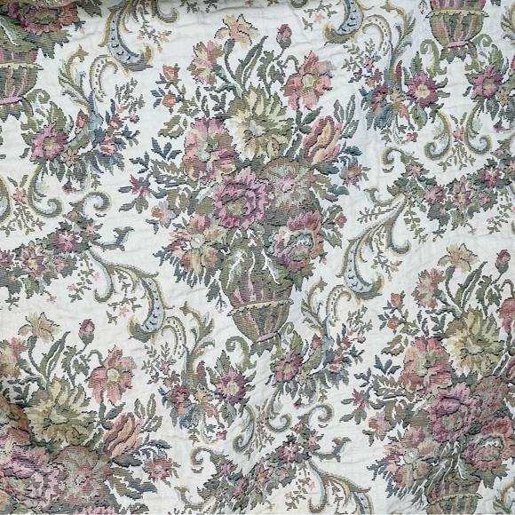 Vintage retro French woven thick upholstery tapestry floral fabric bolt roll - Picture 7 of 8